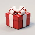 Unveiling Surprise: Exquisite Red Gift Box with a Classic White Ribbon Royalty Free Stock Photo