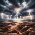 Electric Skies - Thunderous Lightning Over Rocky Terrain