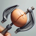 Capture the moment of an egg cracking under the force of a clamp Royalty Free Stock Photo