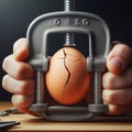 Capture the moment of an egg cracking under the force of a clamp Royalty Free Stock Photo