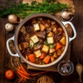 a hearty beef stew simmering in a pot