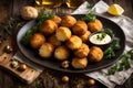 Capture the savory delight of a traditional Portuguese dish with a close-up image of a codfish ball or bolinho de bacalhau.