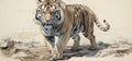 Majestic Tiger in Motion: White Background Art Print