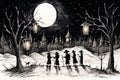 Carolers by Lamplight - Generative AI