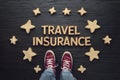 Capture Top view of travel insurance security concept, ensuring peace of mind