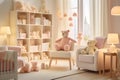 Nursery room bathed in soft morning light. AI Generated Royalty Free Stock Photo