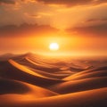 Serenity in the Desert: Sunset Over Sand Dunes