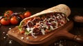 Turkish Doner Kebab: Close-up View of Traditional Middle Eastern Cuisine