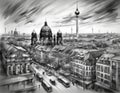 Hand-drawn Artistic Sketch of Berlinâs Urban Landscape Royalty Free Stock Photo