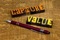 Capture value customer relationship product service profit analysis Royalty Free Stock Photo