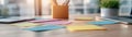 Capture the vibrant energy of a College group project brainstorming session with this image See sticky notes in a kaleidoscope of
