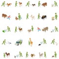 Capture wild animal icons set, isometric style Royalty Free Stock Photo