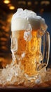 Captured from above, a beer mug reveals its foam, a prelude to enjoyment