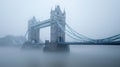 Tower Bridge in a foggy day, London, UK. Royalty Free Stock Photo