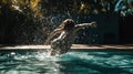 A slow-motion shot of a person diving into a pool created with Generative AI