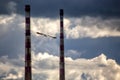 Dublin\'s Urban Sentry - Seagull between Poolbeg Towers in Ringsend