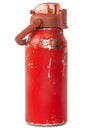 captured an image of an old, vintage red vacuum flask, showcasing its nostalgic charm and enduring style. Employing a precise