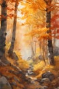 nature in autumn beauty greatness watercolor trending on artstation sharp focus studio photo generative ai