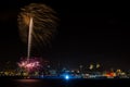 Firework rockets lighting up the Liverpool skyline