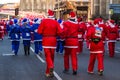 Santas climb up Churchill Way Royalty Free Stock Photo