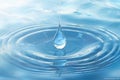 captures water drop on serene water surface Mesmerizing 3D rendering Royalty Free Stock Photo