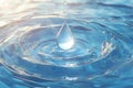 captures water drop on serene water surface Mesmerizing 3D rendering Royalty Free Stock Photo