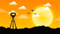 capturing beautiful sunrise view in camera illustration Royalty Free Stock Photo