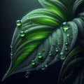 capturing the beauty of green leaves adorned with dewdrops