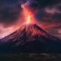 Capturing The Beauty Of Volcanoes: A Dreamlike Illustration In Redshift Style