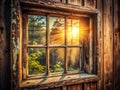 Capturing the Charm of Time A Stunning Collection of Vintage Windows Showcasing Rustic Frames Sunlight Filtering Royalty Free Stock Photo
