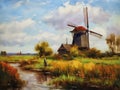 Capturing the Charm of a Windmill by a Small River in Fall
