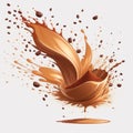 Capturing the Dance of Flying Coffee or Chocolate Powder, with Splashes Against a Serene Light Background Royalty Free Stock Photo