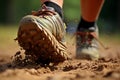 Capturing the dynamic energy of runners feet pounding the ground during an invigorating morning run