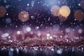 Capturing enchantment of Christmas, this photo showcases a mesmerizing bokeh of snowflakes against a light background Royalty Free Stock Photo