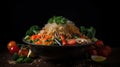 Capturing the Enigmatic Charm Som Tam in Dark Mode, a Visual Delight of Thai Culinary Artistry