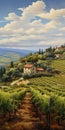 Capturing The Essence Of Nature: Italian Vineyard Hillside Landscape Painting Royalty Free Stock Photo