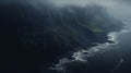 Capturing The Essence Of Nature: A Moody Aerial View Of Cliffs In Fog