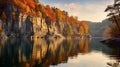 Capturing The Essence Of Nature: Stunning Split Toned Fall Colors On A Lake Royalty Free Stock Photo