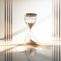 Timeless Elegance: Floating Hourglass in Modern White Room Royalty Free Stock Photo