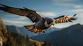 Capturing Falcons In Flight: Vray Tracing And Nikon D850 Landscape Photography Royalty Free Stock Photo