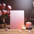 Capturing love: a stylish Valentine's Day mockup with copy space frame, perfect for creating personalized cards