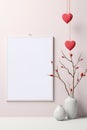 Capturing love: a stylish Valentine's Day mockup with copy space frame, perfect for creating personalized cards