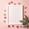 Capturing love: a stylish Valentine's Day mockup with copy space frame, perfect for creating personalized cards