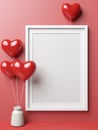 Capturing love: a stylish Valentine's Day mockup with copy space frame, perfect for creating personalized cards