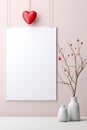 Capturing love: a stylish Valentine's Day mockup with copy space frame, perfect for creating personalized cards