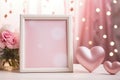 Capturing love: a stylish Valentine's Day mockup with copy space frame, perfect for creating personalized cards