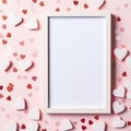 Capturing love: a stylish Valentine's Day mockup with copy space frame, perfect for creating personalized cards
