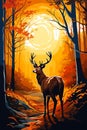 Capturing the Majestic Beauty of a Deer Forest at Sunset: A Vibr