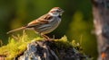 Capturing The Majestic Sparrow: Backlit Photography Of A Small Bird In Nature Royalty Free Stock Photo