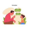 Capturing a moment of echolalia. Flat vector illustration. Royalty Free Stock Photo
